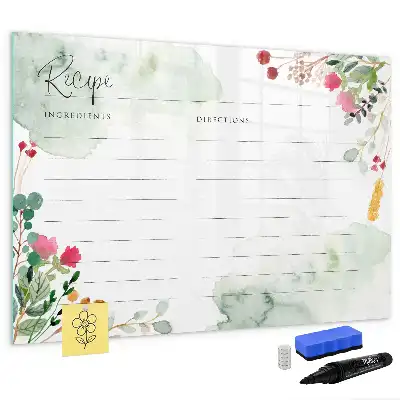Magnetic glass dry erase board recipe design