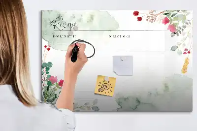 Magnetic glass dry erase board recipe design