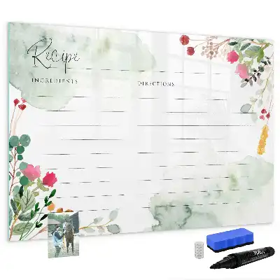 Magnetic glass dry erase board recipe design
