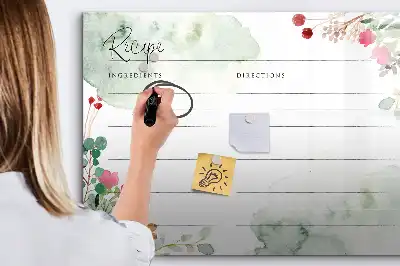 Magnetic glass dry erase board recipe design