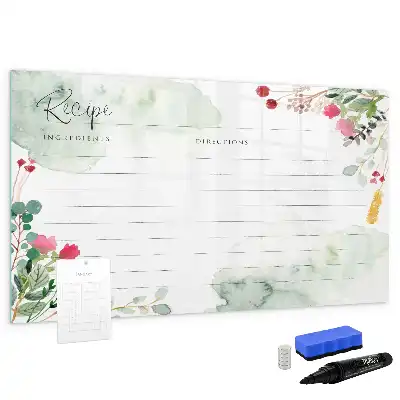 Magnetic glass dry erase board recipe design