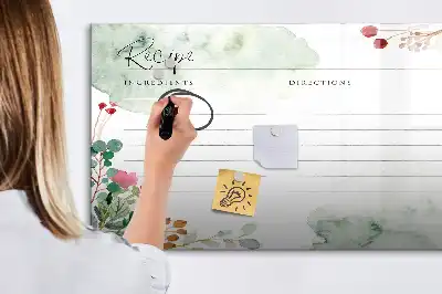 Magnetic glass dry erase board recipe design