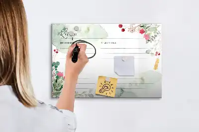 Magnetic glass dry erase board recipe design