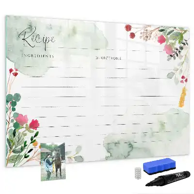 Magnetic glass dry erase board recipe design