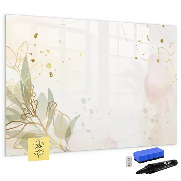 Magnetic glass dry erase board in pastel abstraction design