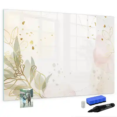 Magnetic glass dry erase board in pastel abstraction design