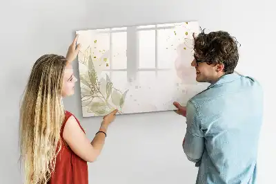 Magnetic glass dry erase board in pastel abstraction design