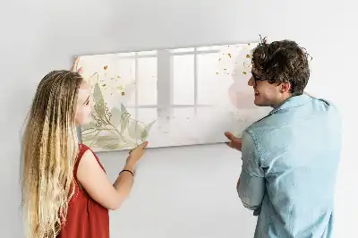 Magnetic glass dry erase board in pastel abstraction design
