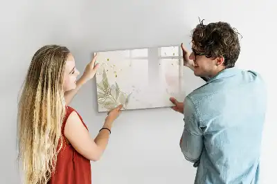 Magnetic glass dry erase board in pastel abstraction design