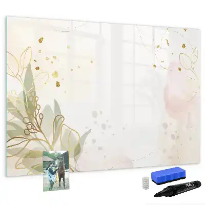 Magnetic glass dry erase board in pastel abstraction design