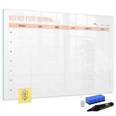 Weekly meal planner magnetic glass dry erase board
