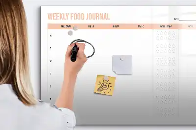 Weekly meal planner magnetic glass dry erase board