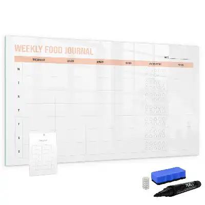 Weekly meal planner magnetic glass dry erase board