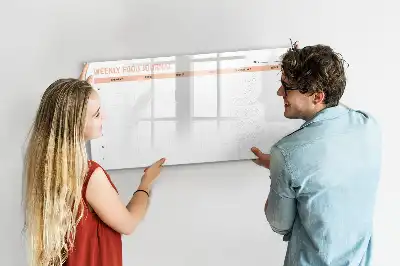 Weekly meal planner magnetic glass dry erase board
