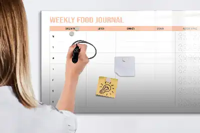 Weekly meal planner magnetic glass dry erase board