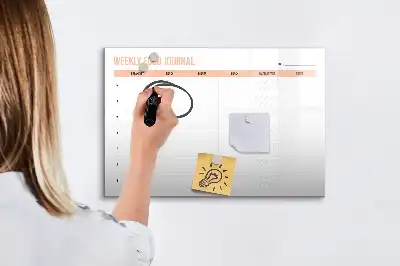Weekly meal planner magnetic glass dry erase board