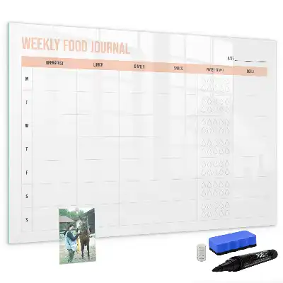 Weekly meal planner magnetic glass dry erase board