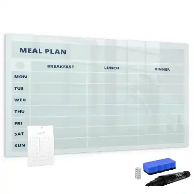 Magnetic glass dry erase board pastel meal planner