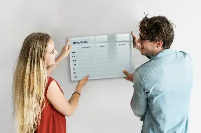 Magnetic glass dry erase board pastel meal planner