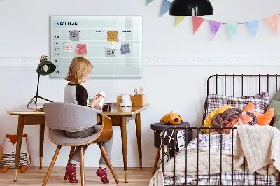 Magnetic glass dry erase board pastel meal planner
