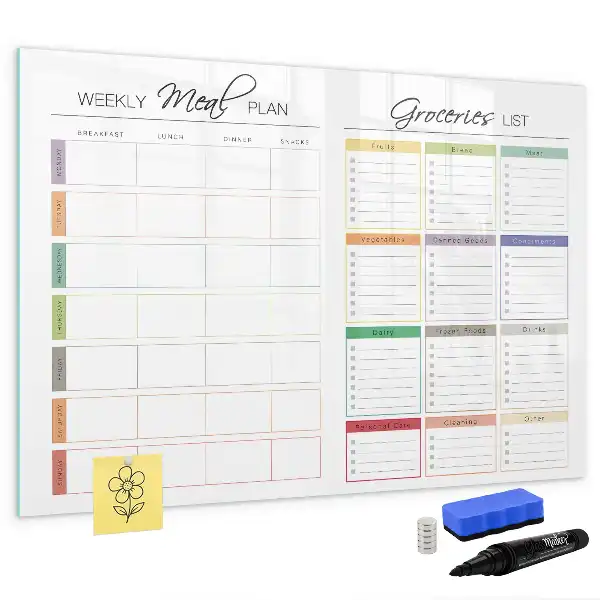Magnetic marker board weekly menu