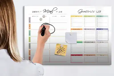 Magnetic marker board weekly menu