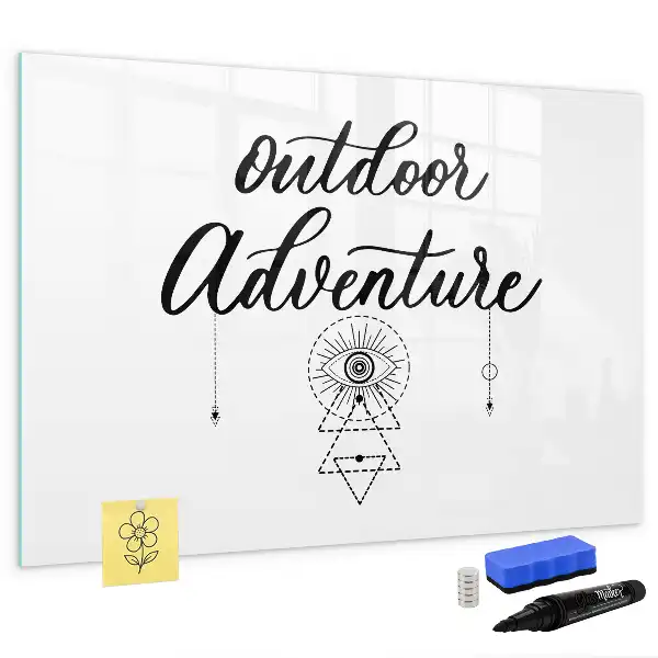 Magnetic glass dry erase board for outdoor adventure