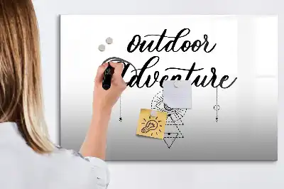 Magnetic glass dry erase board for outdoor adventure