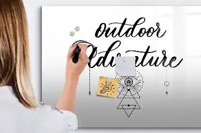 Magnetic glass dry erase board for outdoor adventure