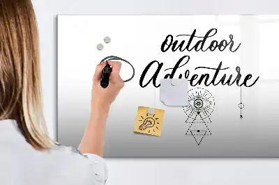 Magnetic glass dry erase board for outdoor adventure