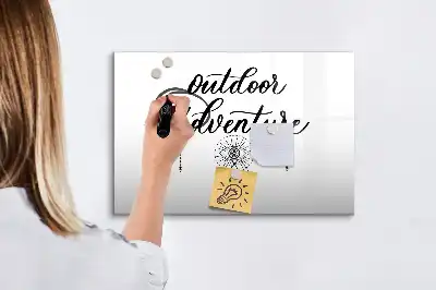 Magnetic glass dry erase board for outdoor adventure