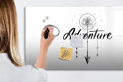 Magnetic glass dry erase board adventure design