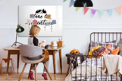 Magnetic glass dry erase board Time for adventure design