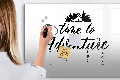 Magnetic glass dry erase board Time for adventure design