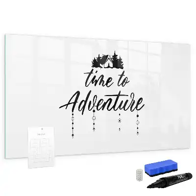 Magnetic glass dry erase board Time for adventure design