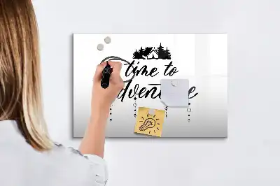 Magnetic glass dry erase board Time for adventure design
