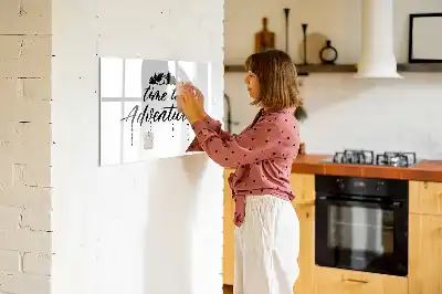 Magnetic glass dry erase board Time for adventure design