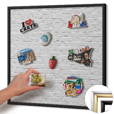 Magnetic board with black frame Brick wall, light wall
