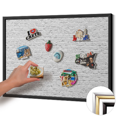 Magnetic board with black frame Brick wall, light wall