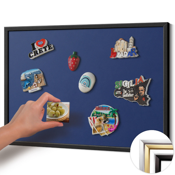 Magnetic board with black frame Navy blue color