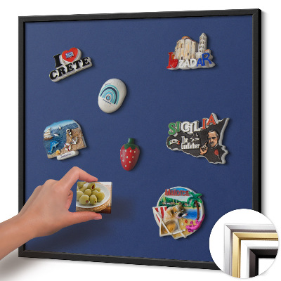Magnetic board with black frame Navy blue color