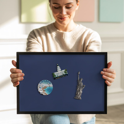 Magnetic board with black frame Navy blue color