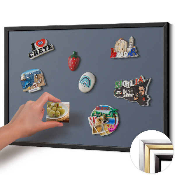 Magnetic board with black frame Cool gray color