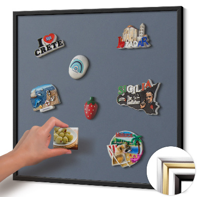 Magnetic board with black frame Cool gray color
