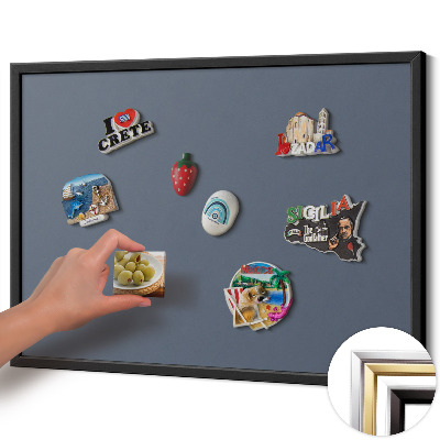 Magnetic board with black frame Cool gray color