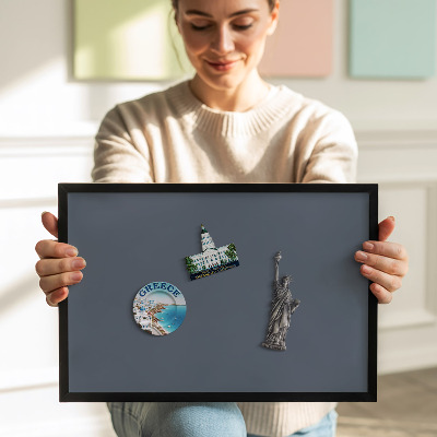 Magnetic board with black frame Cool gray color