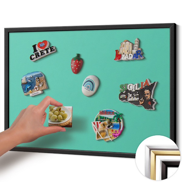 Magnetic board with black frame Mint color
