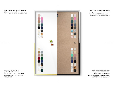 Magnetic board with black frame Mint color