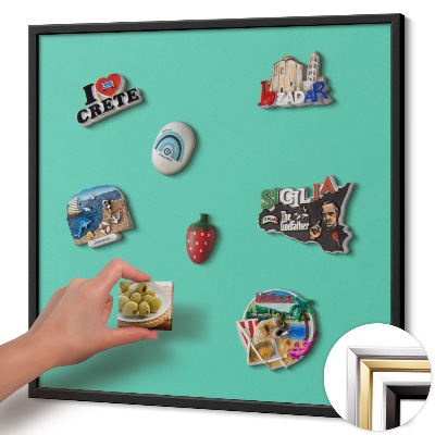 Magnetic board with black frame Mint color