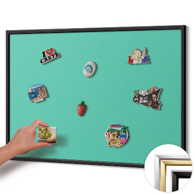 Magnetic board with black frame Mint color
